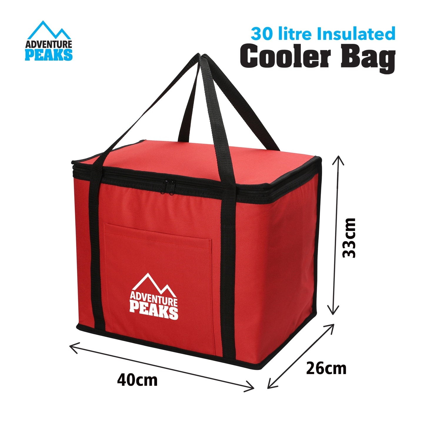 Insulated Camping Cooler Bag 30L 40 x 26 x 33cm Red 6606 (Parcel Rate)