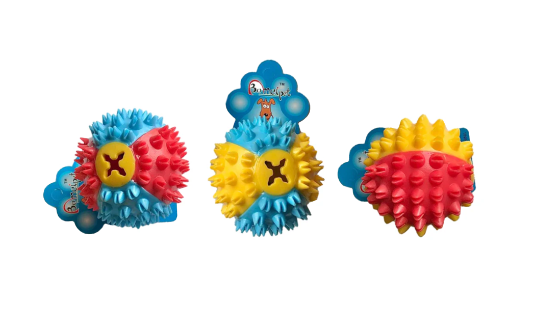 Spikey Dog Toy Treat Ball 7 cm Assorted Colours 6721 (Parcel Rate)
