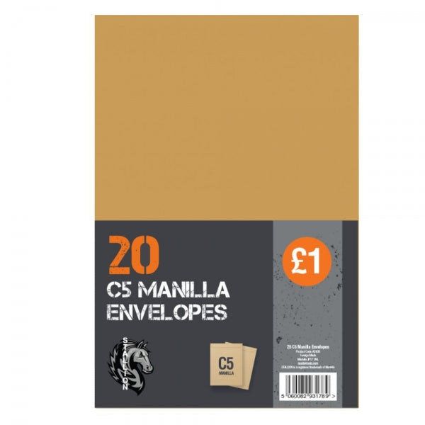 C5 Manila Envelopes Pack of 20 A2436 (Large Letter Rate)