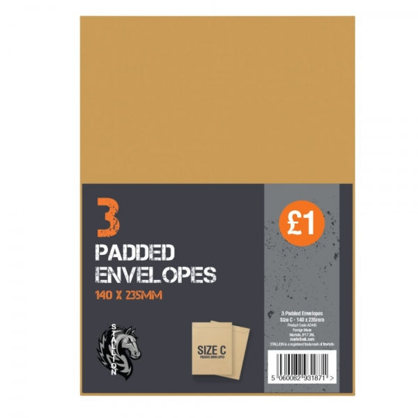 Padded Manila Envelopes Size C Pack of 3 A2445 (Large Letter Rate)