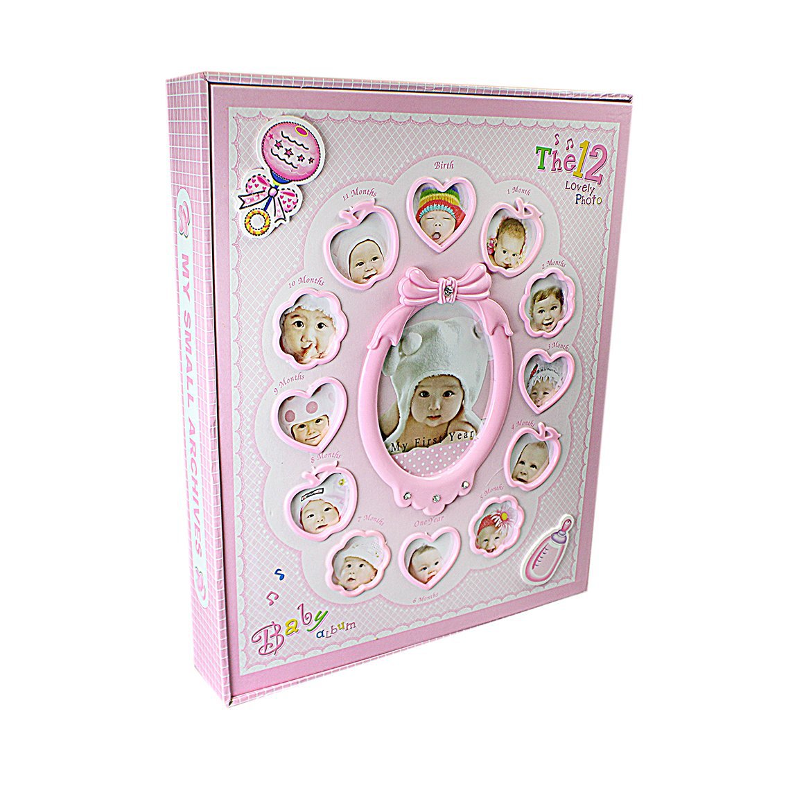 102 ''My First Year'' Baby Photo Album New Born Frame Set Gift Album 0508 (Parcel Rate)