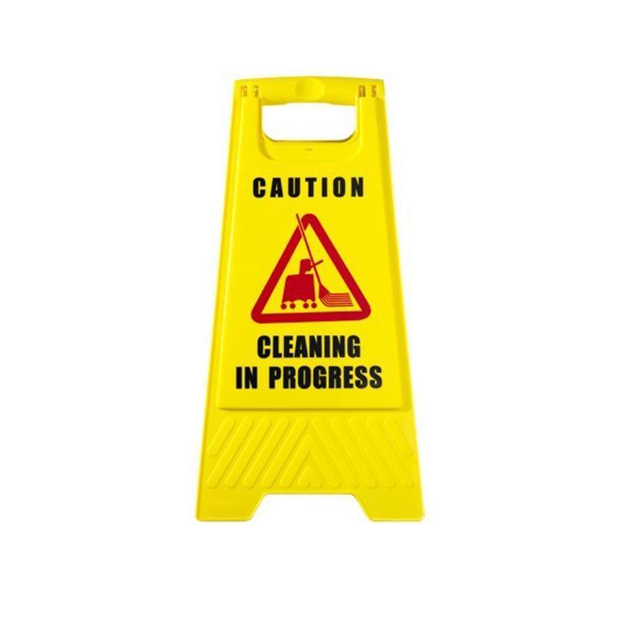 Plastic Yellow 'Caution Cleaning in Progress' Safety Sign 60cm 5144 (Parcel Rate)