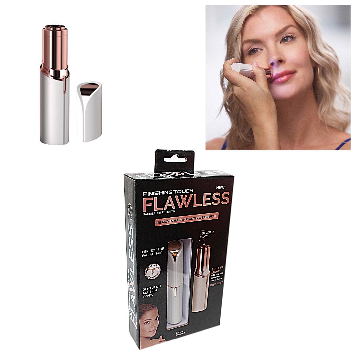 Finishing Touch Flawless Gold Plated Discreet Body Hair Remover 4996 (Parcel Rate)