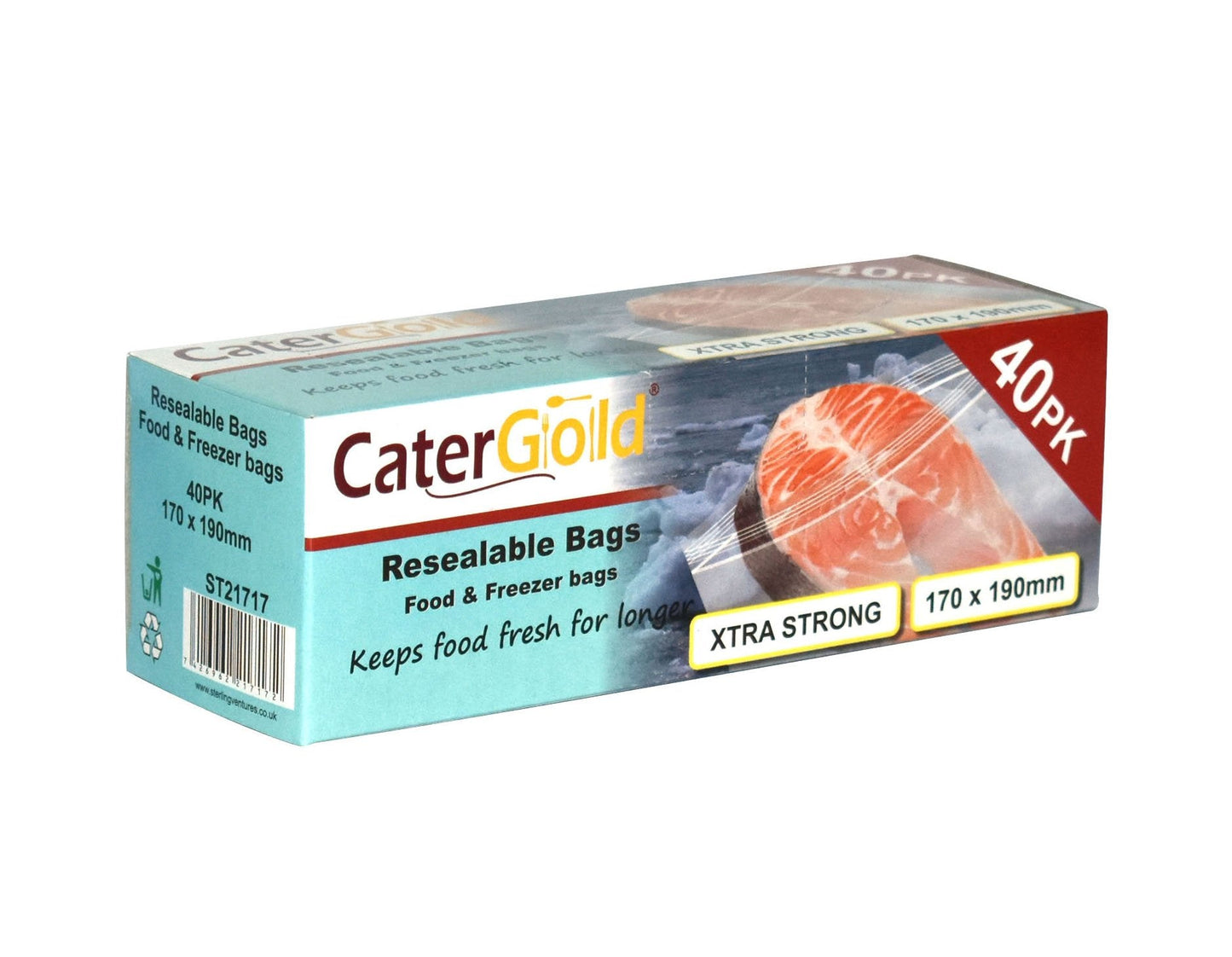 Cater Gold Freezer Large Zipper Seal Bags for Food and Storage 170 x 190mm 40 Pack ST21717 (Parcel Rate)