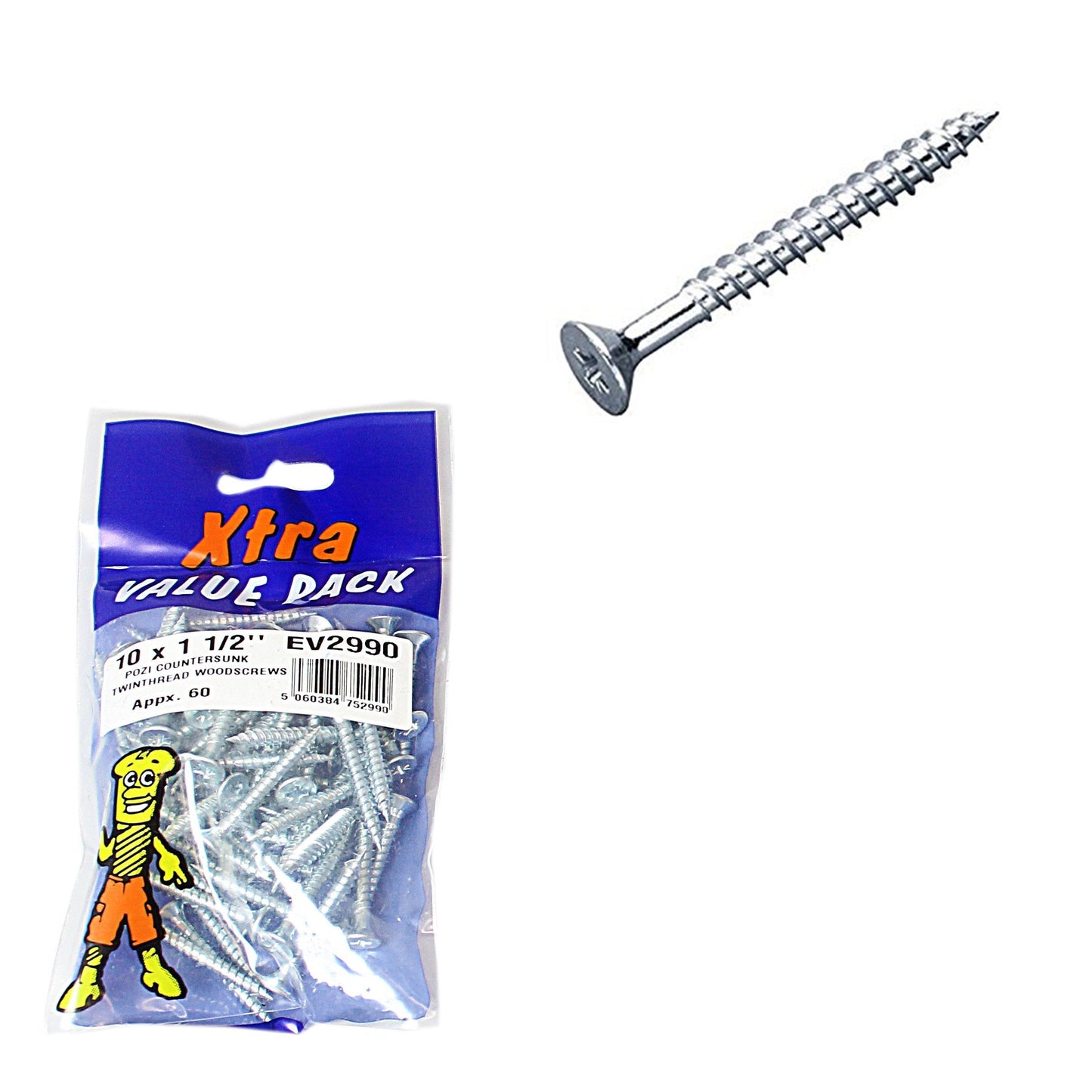 10 x 1 1/2 Pozi c/sk Twinthreads Xtra Value 60 Pack Diy 2990 (Large Letter Rate)