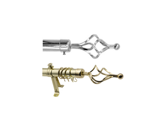 Extendable Curtain Pole with Twisted Diamond Cage Finials 10 Rings 2m Assorted Colours 7707 (Big Parcel Rate)