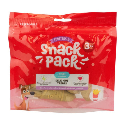 Pet Dog Treats Delicious French Fries Chew Snack Pack of 3 Mackerel Fish Flavour 324118 (Parcel Rate)