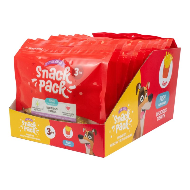 Pet Dog Treats Delicious French Fries Chew Snack Pack of 3 Mackerel Fish Flavour 324118 (Parcel Rate)