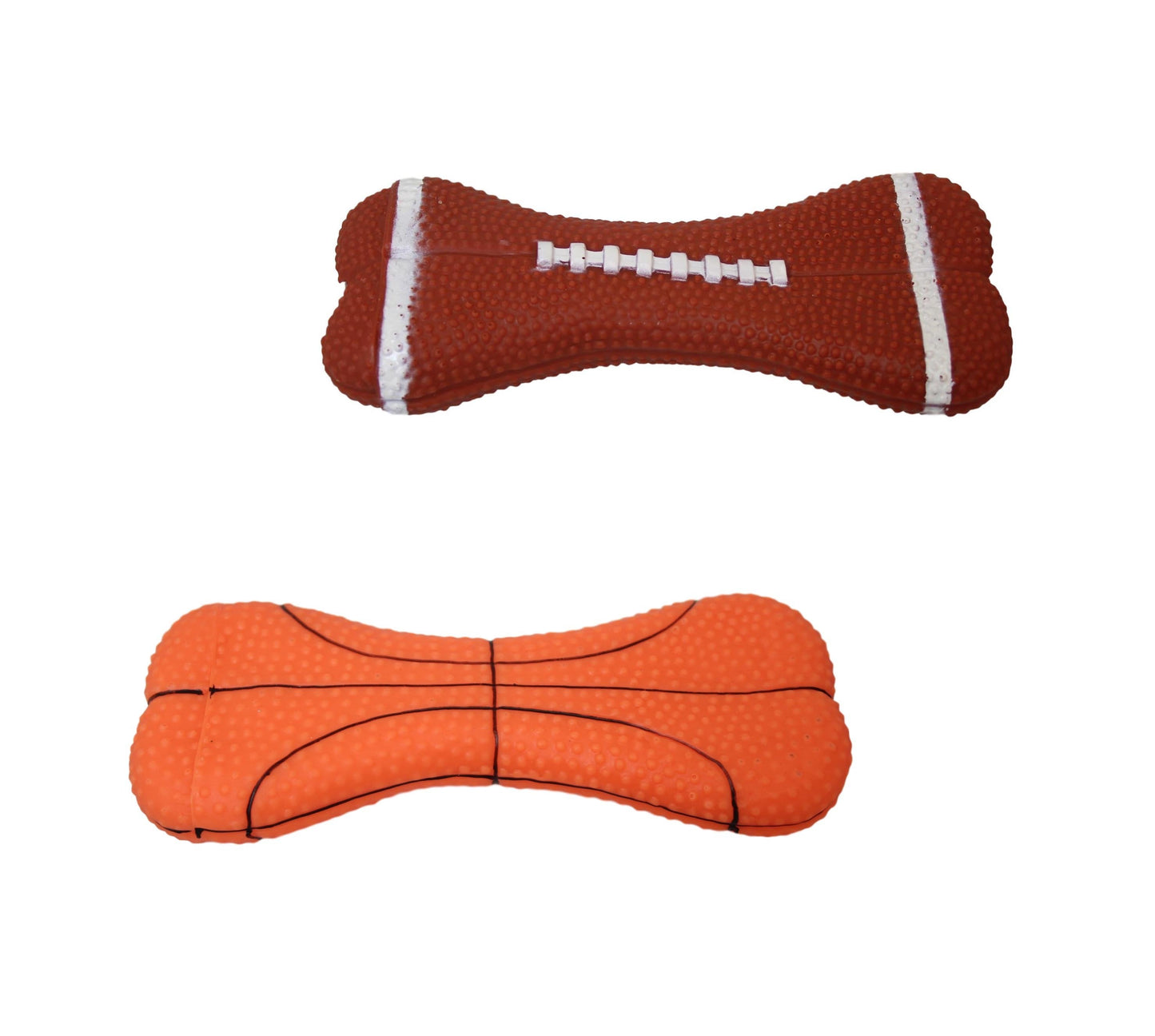 Pet Dog Toy Squeaky Bone with Basketball / Rugby Design 16.5cm 6546 A (Large Letter)