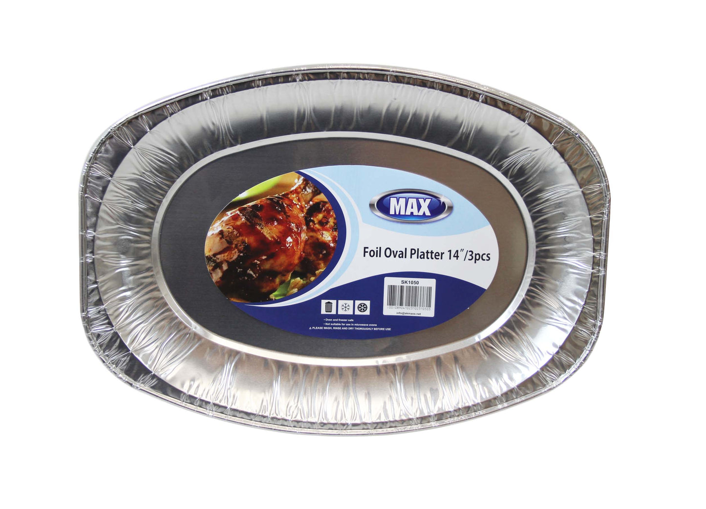 14'' Foil Oval Serving Platter Tray Food Starters Oven And Freezer Safe Platters 3 Pack SK1050 (Parcel Rate)